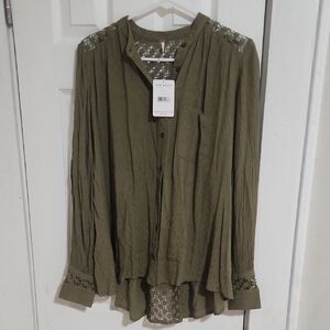 Free People The best Crochet Button Down Size S